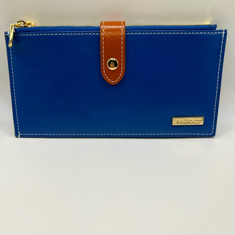 Women'S Genuine Leather Wallet RFID Blocking Credit Card Holder Zipper Purse Cel
